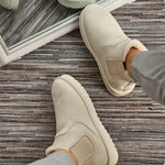 Boots basses fourrées crème