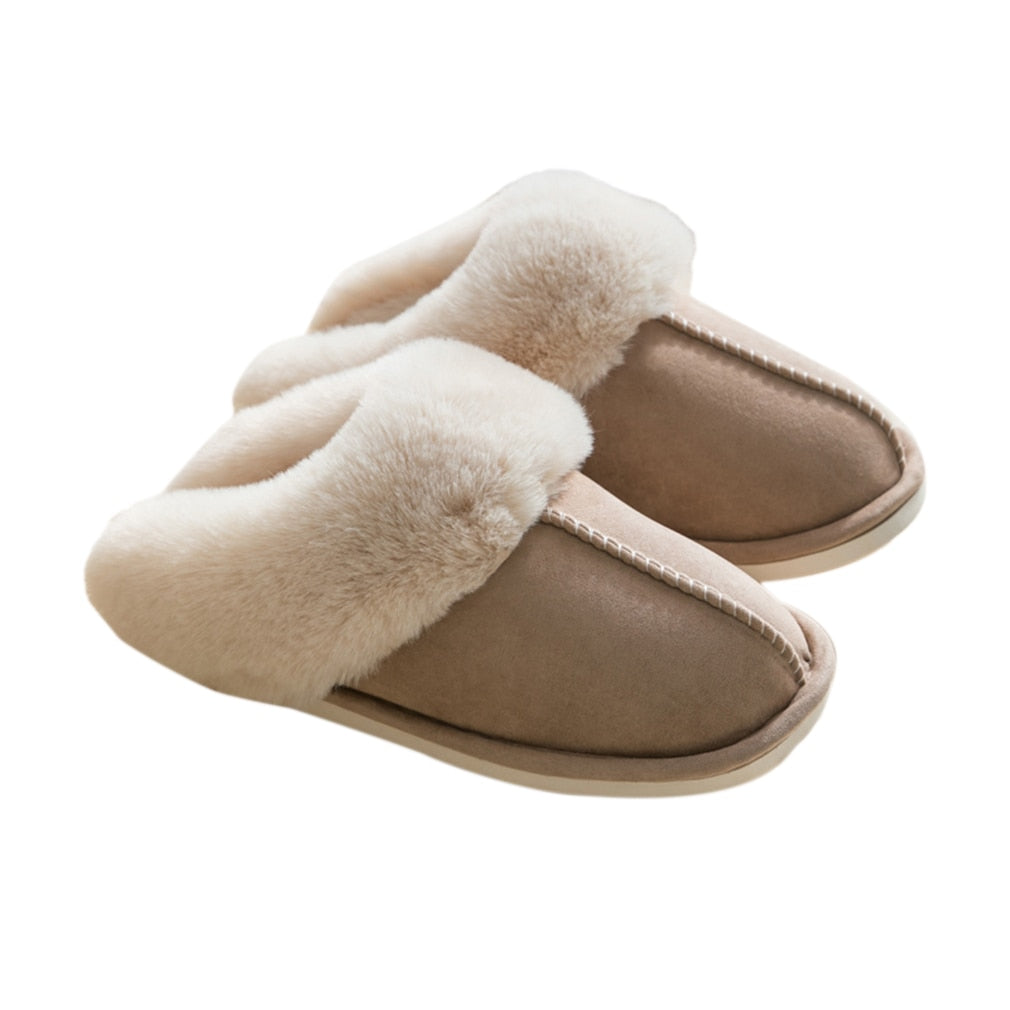Chaussons intérieur fourrure taupe