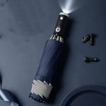 Parapluie réversible avec lampe bleu