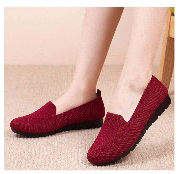 Mocassins respirants pour femme rouge