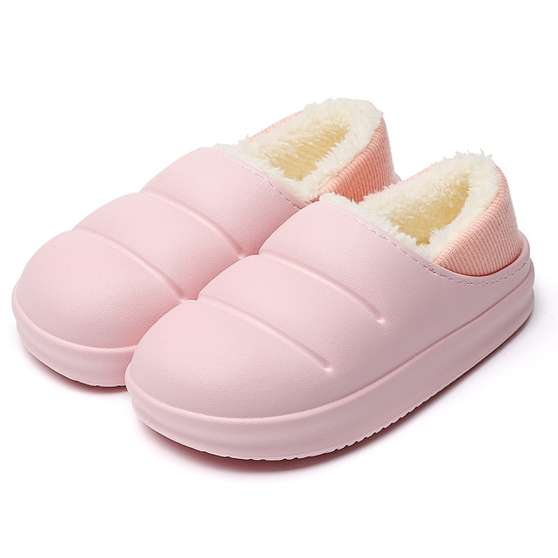 Chaussons épais intérieur fourrure rose