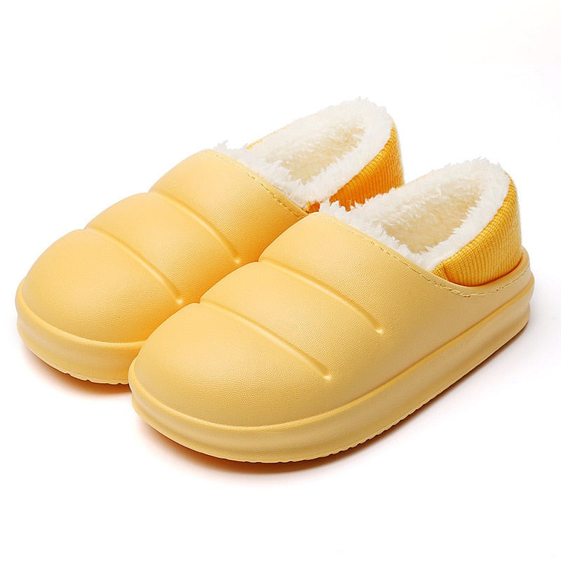 Chaussons épais intérieur fourrure jaune