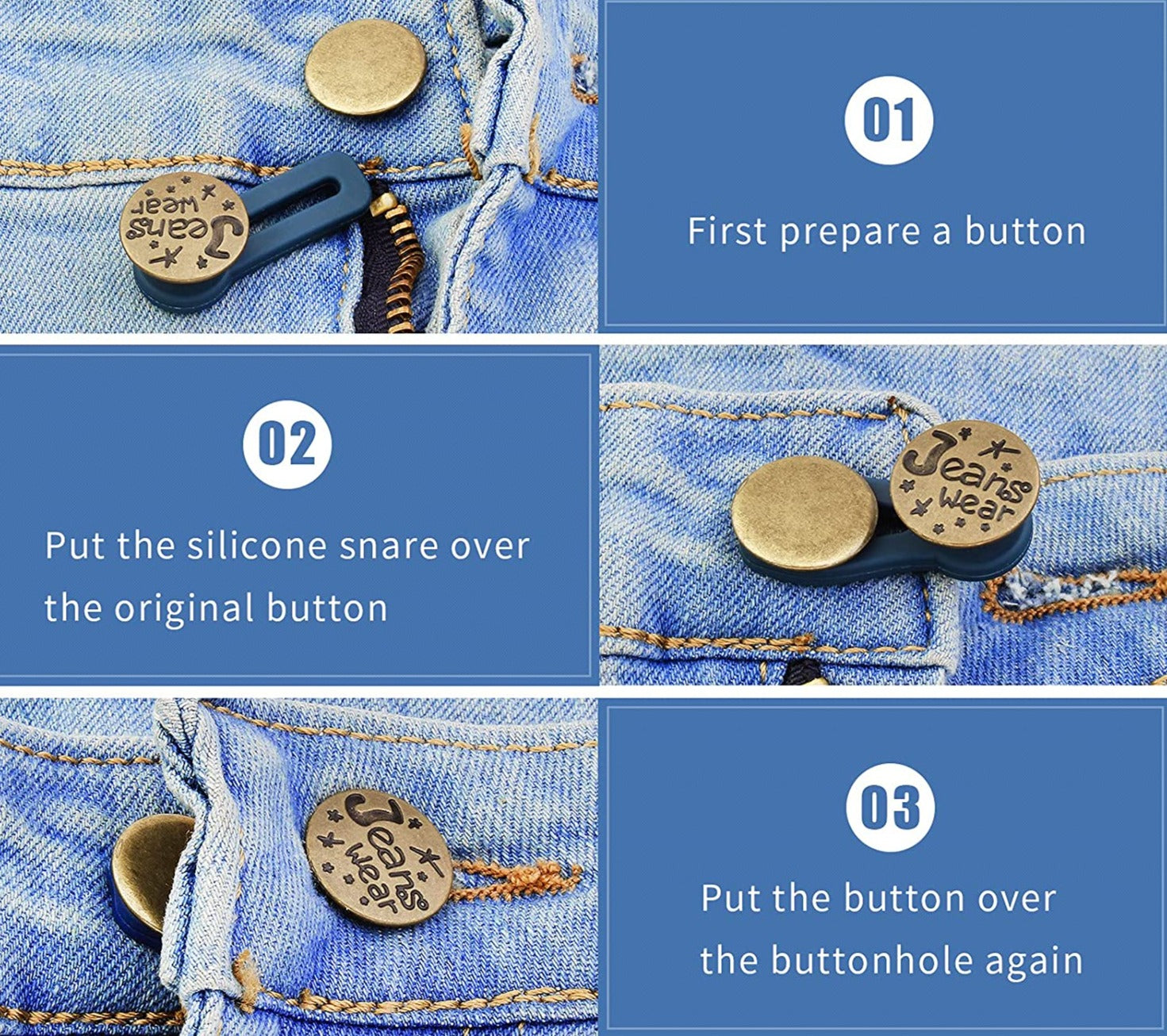 10x Bouton de jeans rétractable