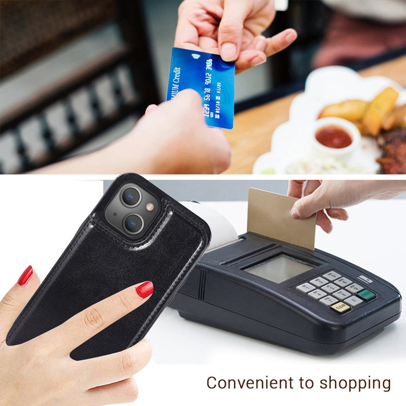 Etui portefeuille en cuir pour téléphone