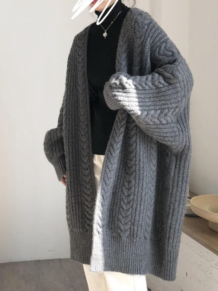 Shownicer Cardigan Homme Long Tricoté - Manteau Slim Fit Casual Automne Hiver