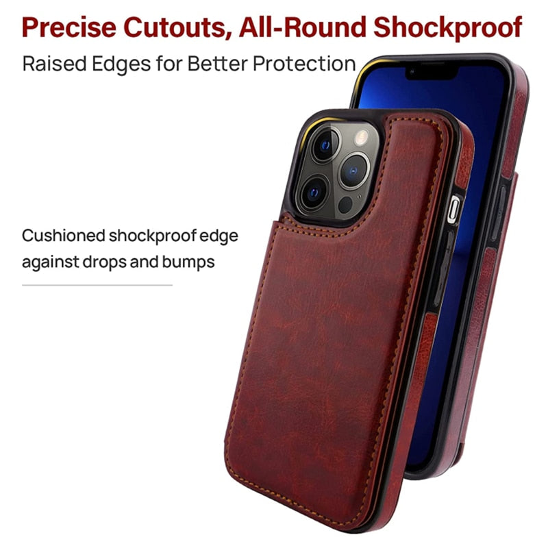 Etui portefeuille en cuir pour téléphone