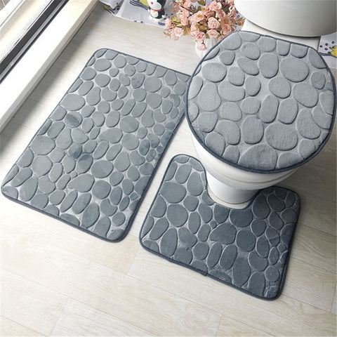 Ensemble de 3 tapis de salle de bain moelleux et absorbant