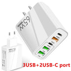 65W 5-in-1 Fast Charger - 3 USB + 2 USB-C