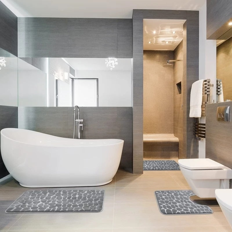 Ensemble de 3 tapis de salle de bain moelleux et absorbant