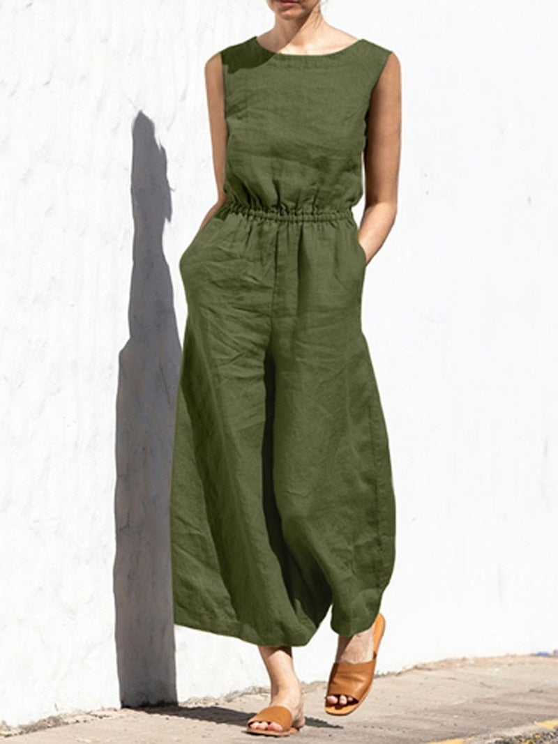 Women's breathable linen jumpsuit