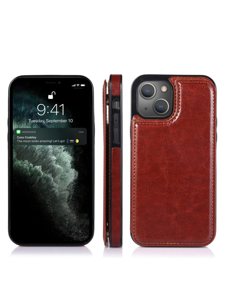 Etui portefeuille en cuir pour téléphone