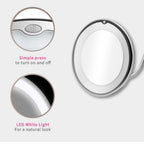 Miroir grossissant LED - Bras articulé ventouse