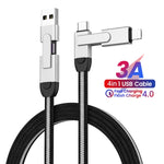 Cable USB 4 en 1 en métal - Charge rapide