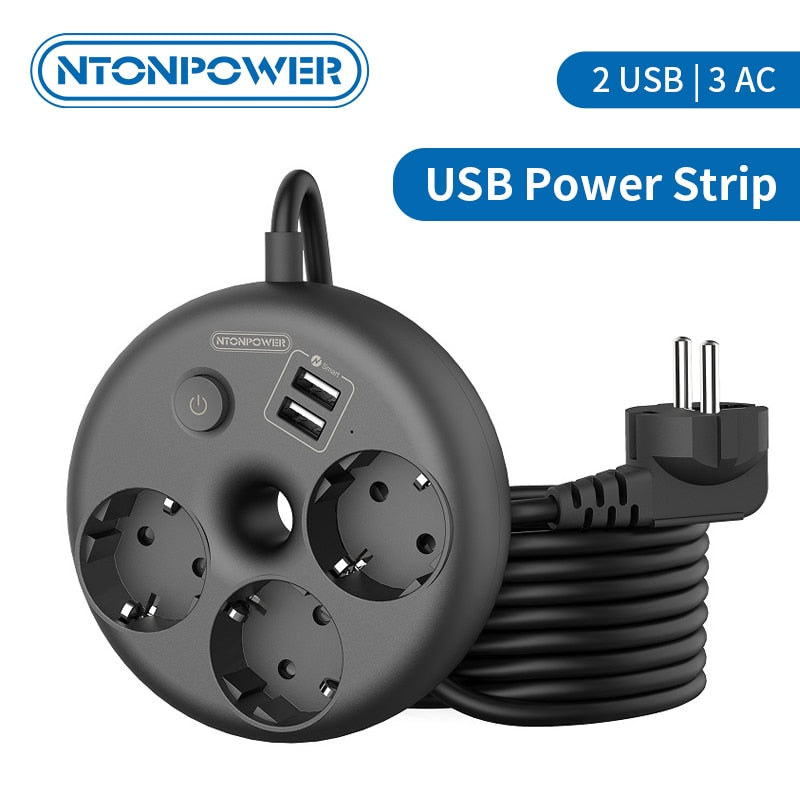 Mini multiprise ralonge intelligente - 3 prises + 2 ports USB