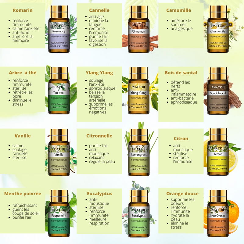 Coffret de 15 Huiles essentielles aromathérapie