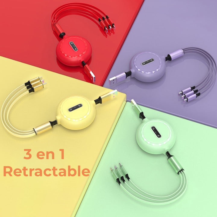 Câble-3 en-1-rétractable