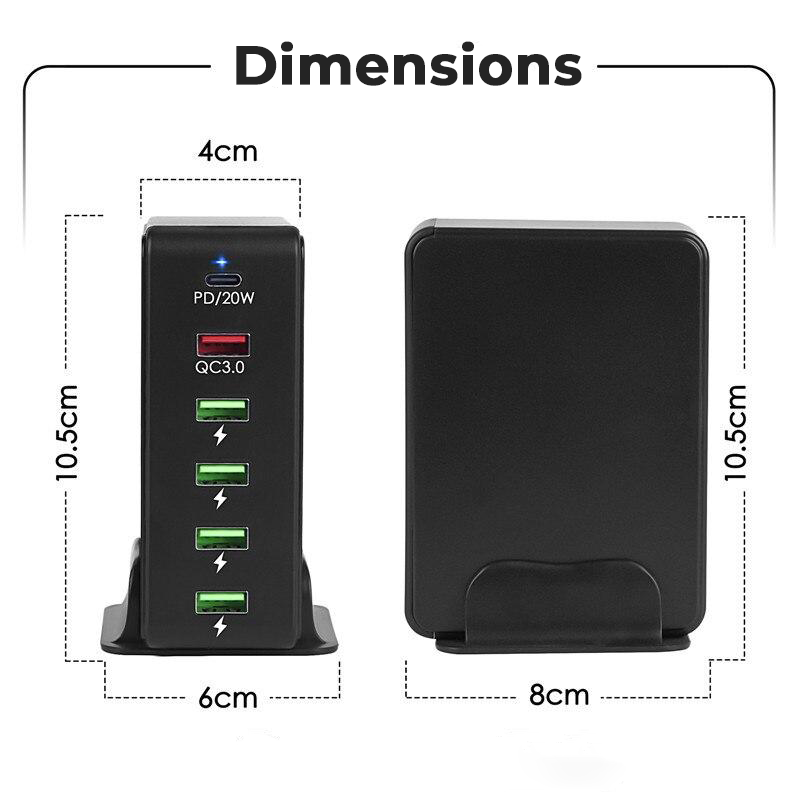 HUB Multi USB Charge rapide - USILION 65W (USB + USB-C)