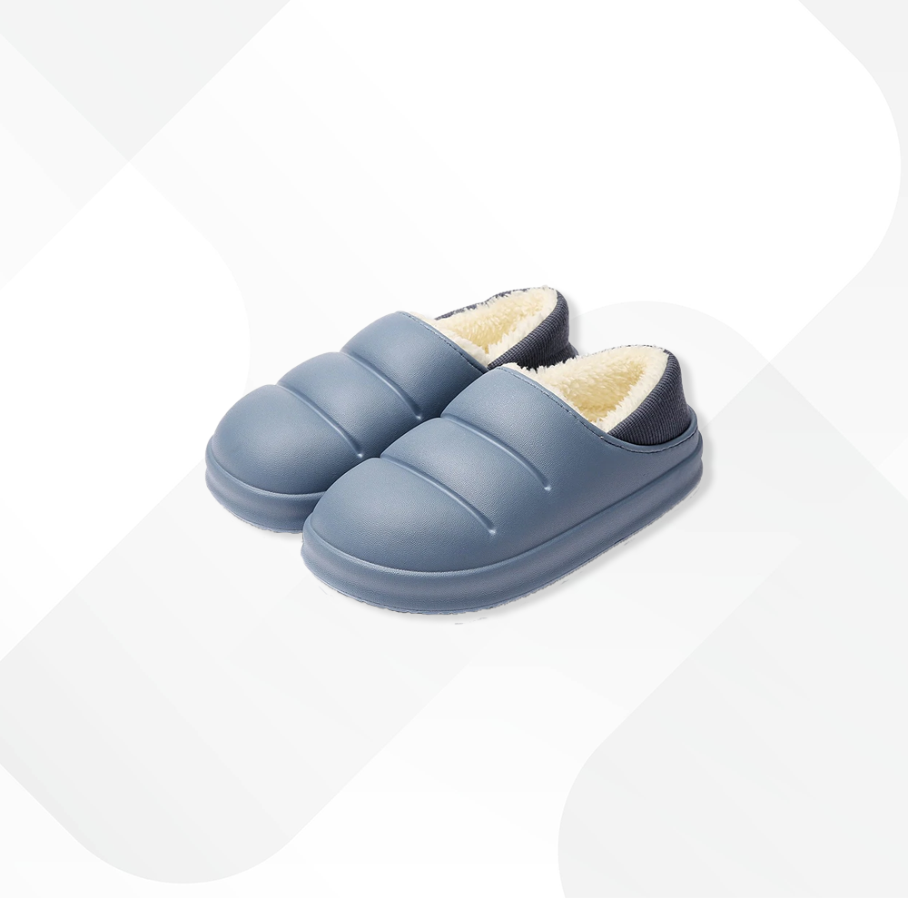 Chaussons épais intérieur fourrure bleu
