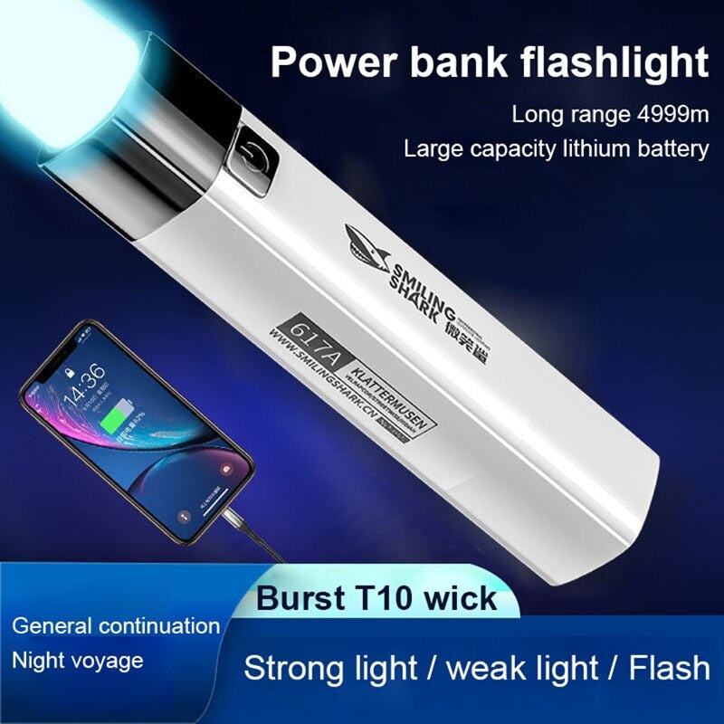 Lampe torche puissante 2 en 1 - Batterie externe intégrée