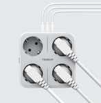 Multiprise avec 4 prises et 3 ports USB