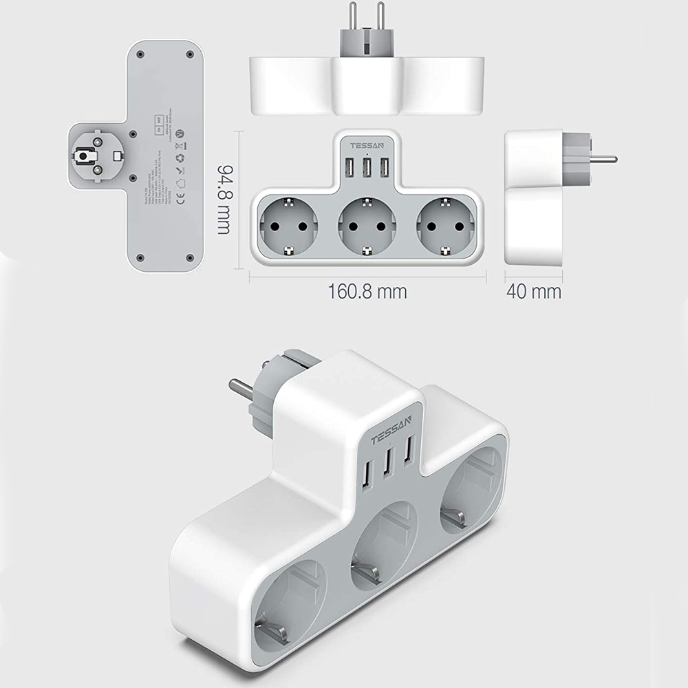Multiprise USB avec 3 prises et 3 ports USB - Thunderbolt 3.3